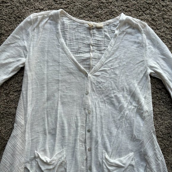 Moth Anthropologie Sweater, Ivory, Women's XS, Linen Blend Islet Duster Cardigan - Picture 2 of 8